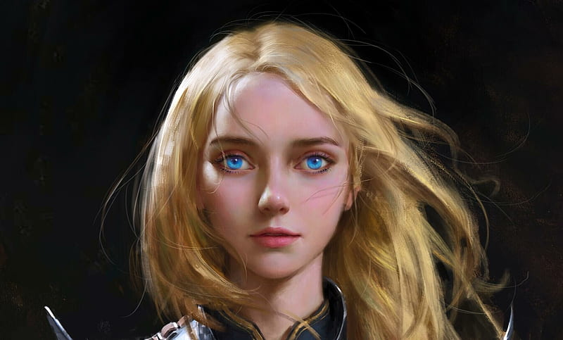 1. Paladin with blonde hair smiling in a field - wide 1