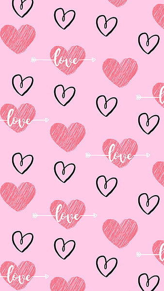 Love and hearts, black, cute, pink, valentines, HD phone wallpaper ...