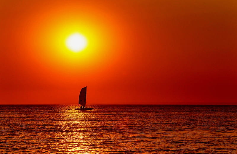 Sailing at sunset boat expression, new, color, sea, HD wallpaper | Peakpx