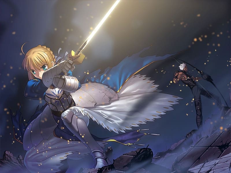 Anime Weapon Blonde Armor Sword Blue Eyes Saber Fate Series Fatestay Night Hd 7315