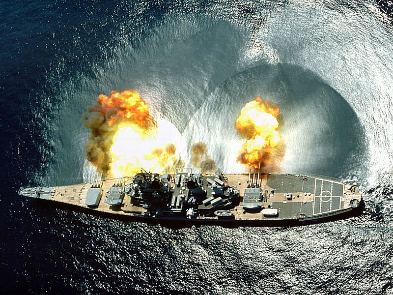 USS Iowa, weapons, fire, guerra, ship, military, iowa, HD wallpaper