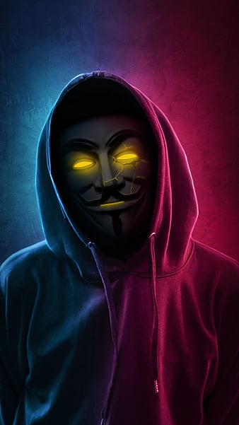 Anonymous, blue, dark, horror, mask, red, scary, yellow eyes, HD phone  wallpaper | Peakpx