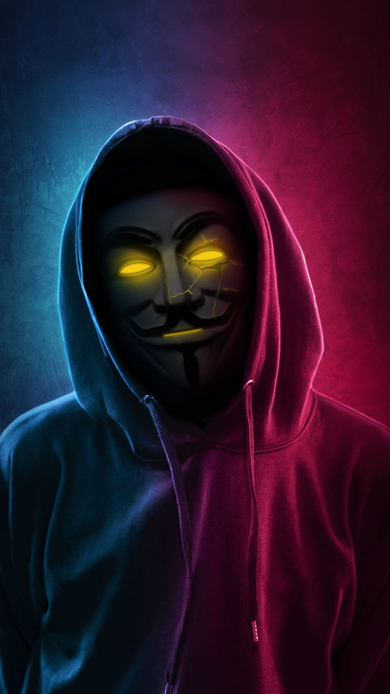 Anonymous Wallpaper 4K, Dark background, Mask, AMOLED