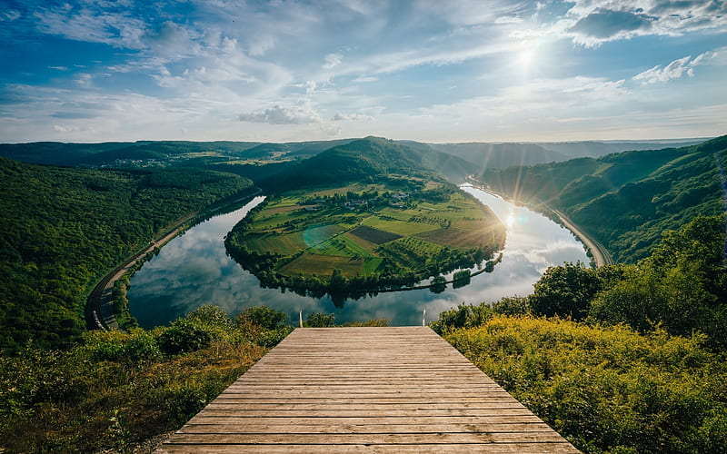 Germany, summer, Moselle river, bend, Rhineland-Palatinate, HD wallpaper