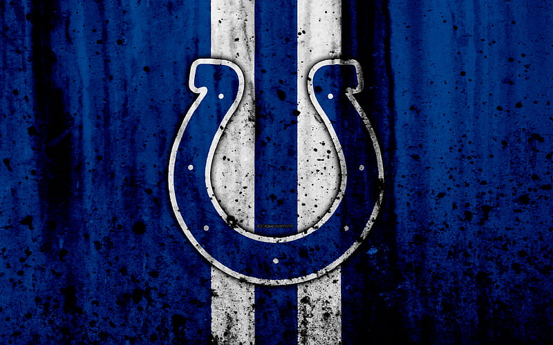 Indianapolis Colts, grunge, NFL, american football, NFC, USA, art, stone texture, logo, South Division, HD wallpaper