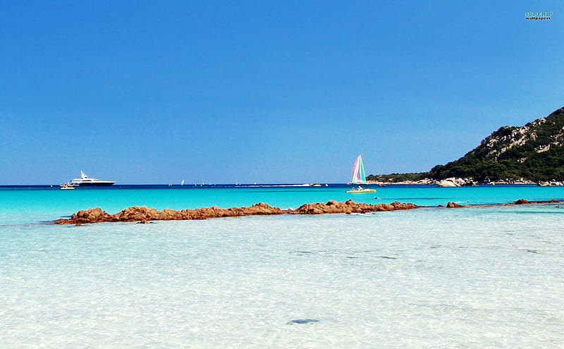 The Sea of Corsica, beach, sand, corsica, peaceful, sky, sea, HD wallpaper