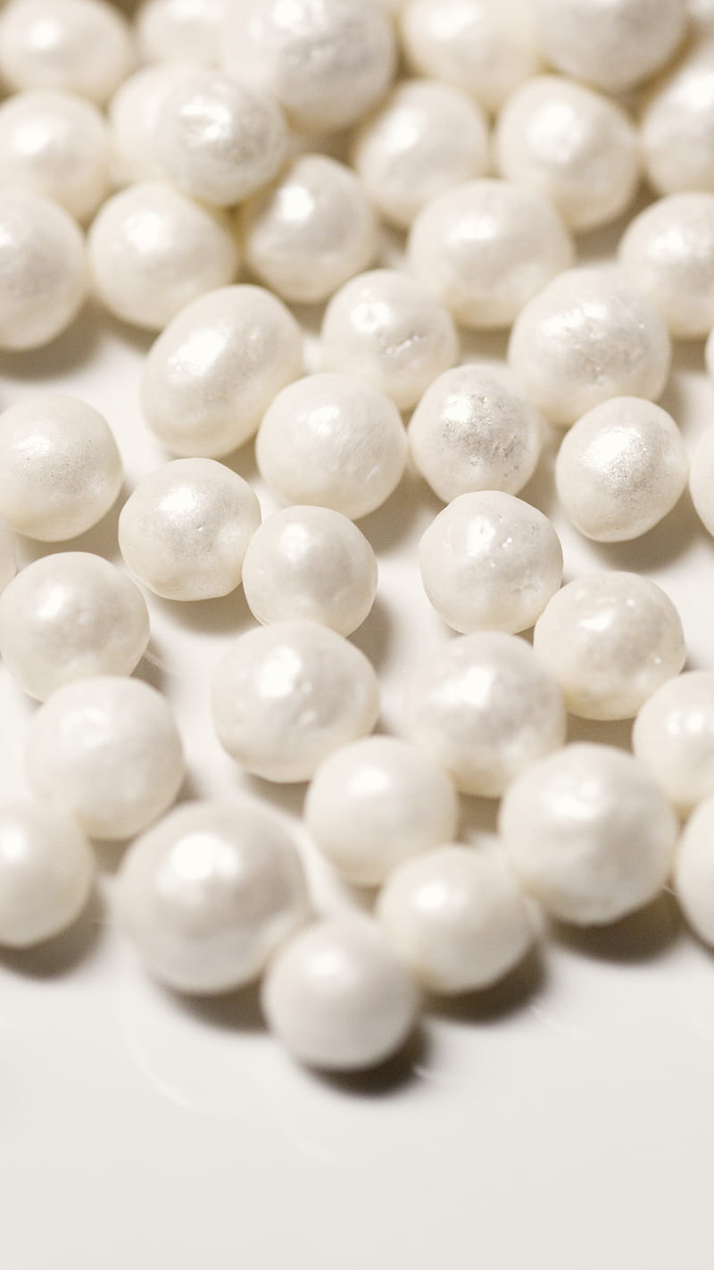 White Round Beads on White Textile, HD phone wallpaper