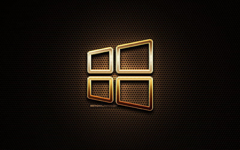 Windows 10 linear glitter logo, creative, OS, metal grid background, Windows 10 logo, brands, Windows 10, HD wallpaper