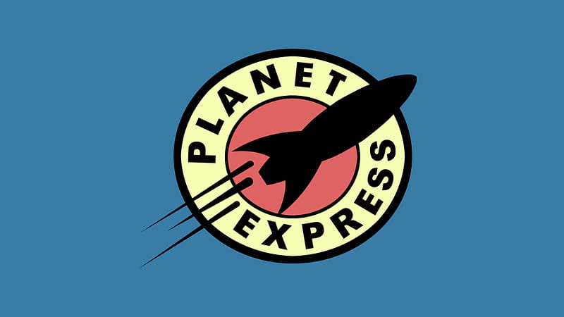 Futurama - Planet Express, futurama, blue background, logo, tv series, typography, HD wallpaper