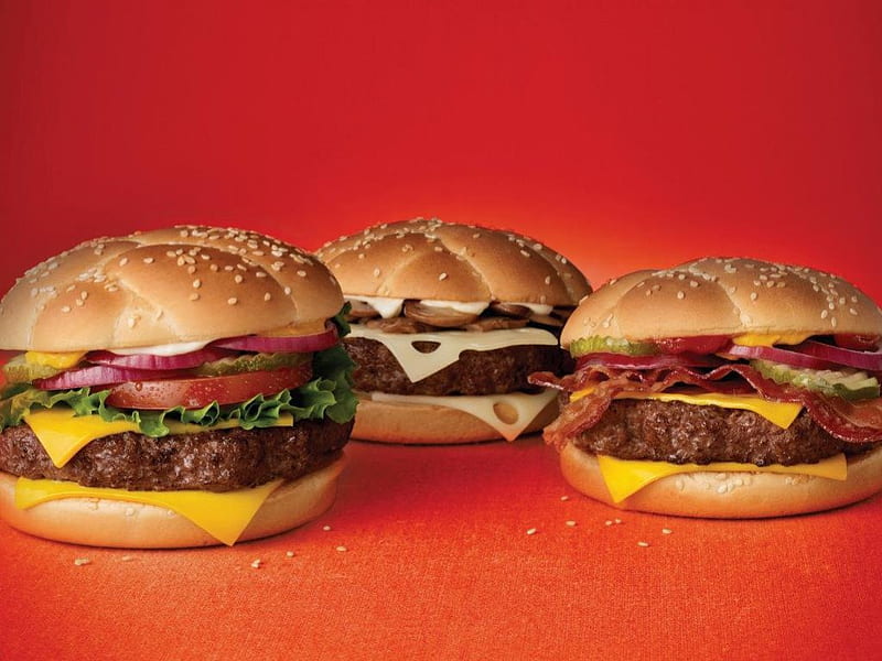 Hamburgers- Make Them Your Way, hamburgers, buns, bacon, food, cheese, bread, meat, vegetables, HD wallpaper