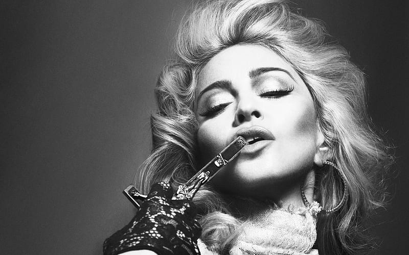 Madonna, american singer, portrait, hoot, monochrome, american star, Madonna Louise Ciccone, HD wallpaper