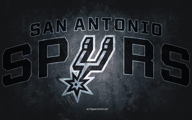 San Antonio Spurs, American basketball team, gray stone background, San Antonio Spurs logo, grunge art, NBA, basketball, USA, San Antonio Spurs emblem, HD wallpaper
