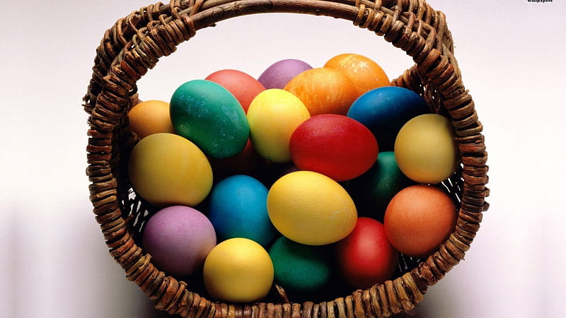 Easter day, color, easter, ege, basket, HD wallpaper