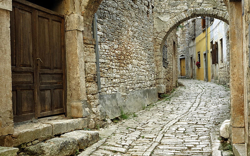 Croatia-Bell large cobblestone streets, HD wallpaper