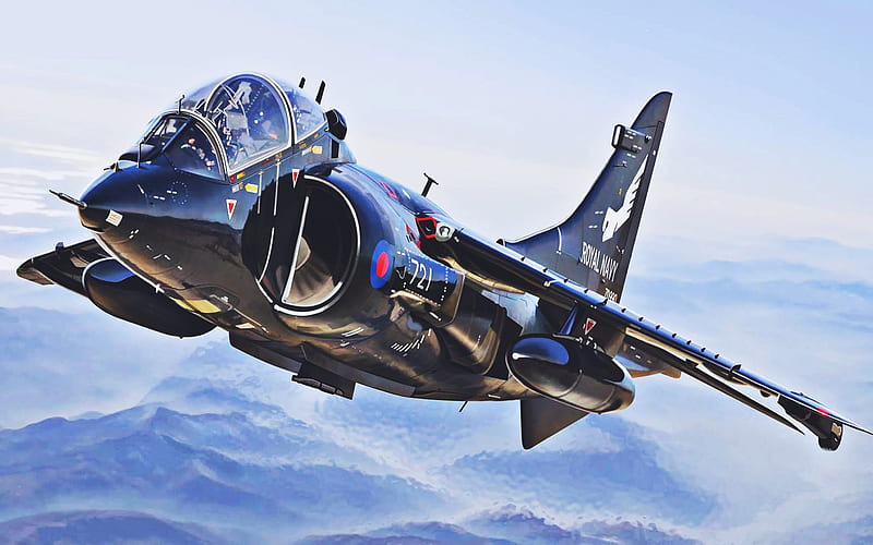 British Aerospace Harrier II, sky, BAE Harrier II, combat aircraft, McDonnell Douglas AV-8B Harrier II, Royal Navy, Royal Air Force, RAF, HD wallpaper