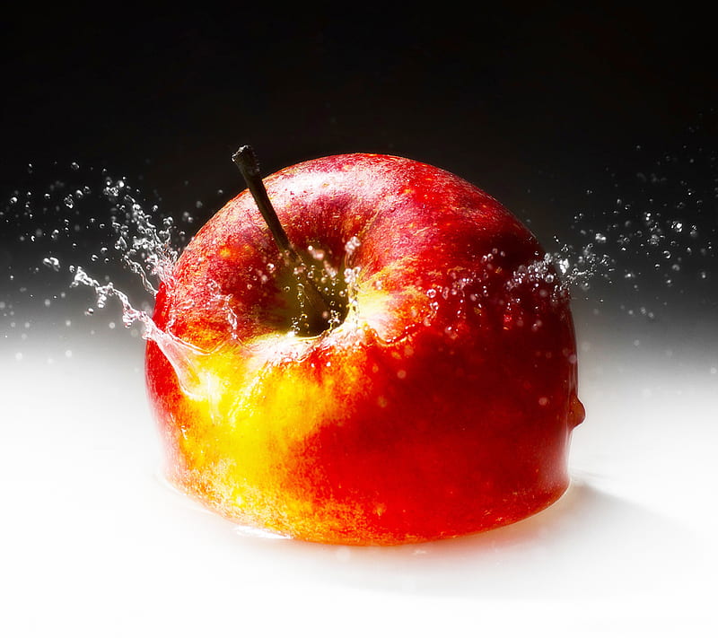 Apple In Water red apple, splash, water, HD wallpaper