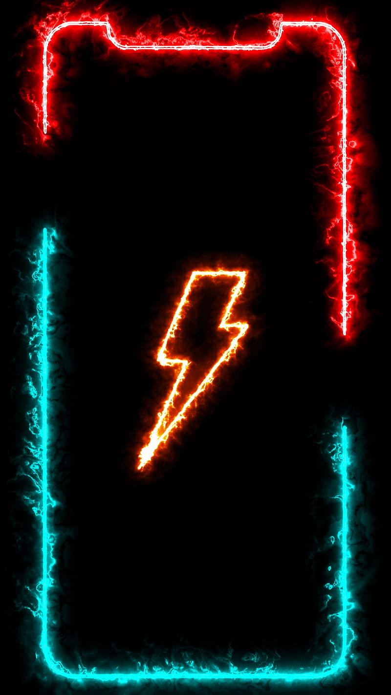 Lighting Flash Frame, 11 12 pro, amoled oled black background animated design best, bolt, flame, glowing, iframes frame frames glowing neon boarder line popular trending new iphone apple high quality live, max, HD phone wallpaper