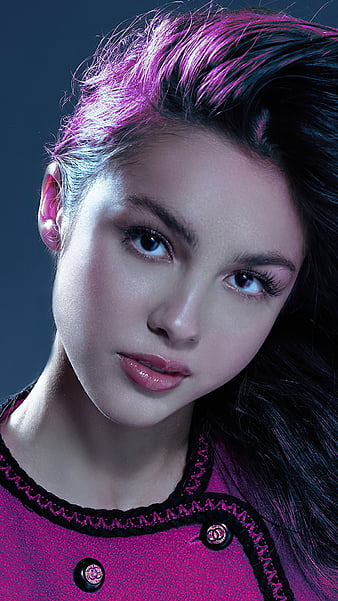 Olivia Rodrigo, beautiful, pink, beauty, blue, portrait, latina, HD phone wallpaper