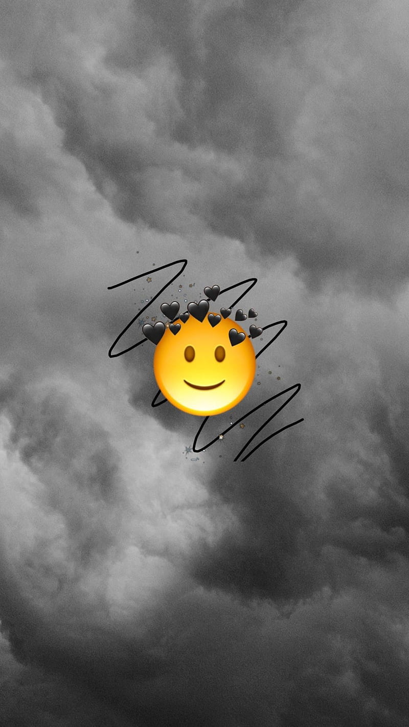 Black Clouds, emoji, corazones, mood, HD phone wallpaper