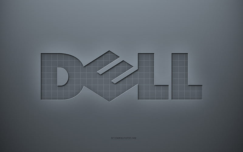Dell logo, gray creative background, Dell emblem, gray paper texture, Dell, gray background, Dell 3d logo, HD wallpaper