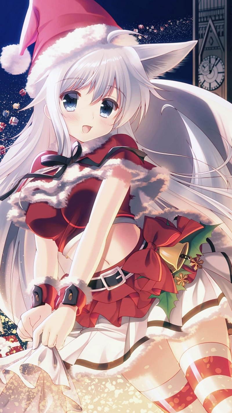 Christmas-anime, anime, christmas, girl, HD phone wallpaper