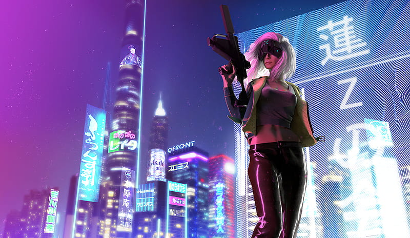Cyberpunk Mercenary Girl , cyberpunk, artist, artwork, digital-art, artstation, HD wallpaper