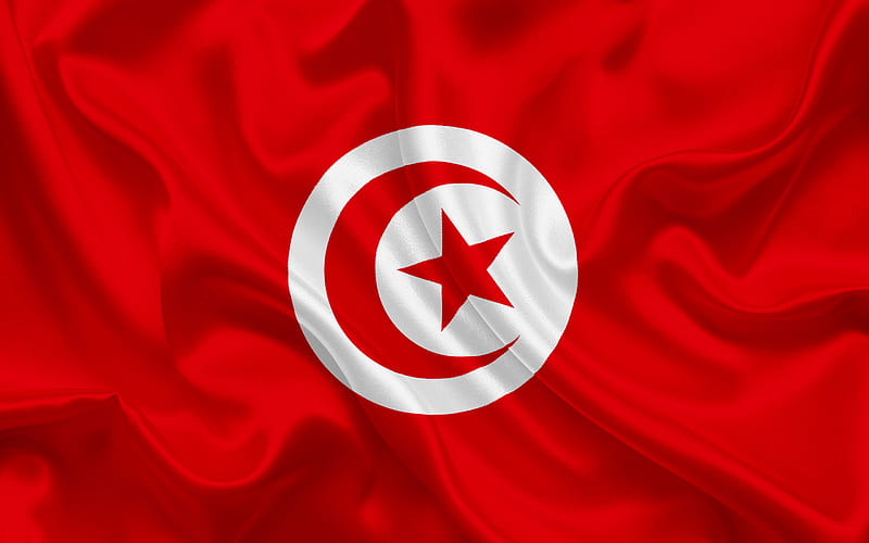Tunisian flag, Tunisia, Africa, Flag of Tunisia, silk flag, HD wallpaper