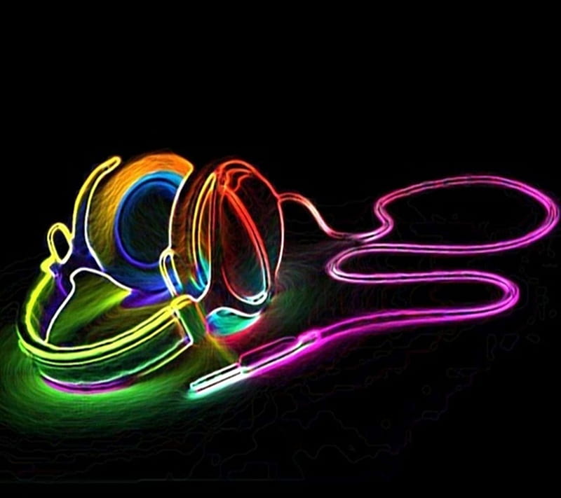 Music, color, colorful, dance, dj, headphone, neon, party, rock, HD wallpaper