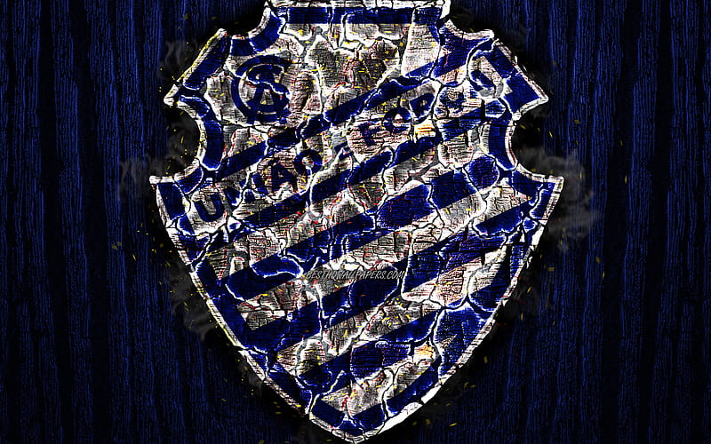 CSA FC, scorched logo, Serie B, blue wooden background, brazilian football club, Centro Sportivo Alagoano, grunge, football, soccer, CSA logo, fire texture, Brazil, HD wallpaper