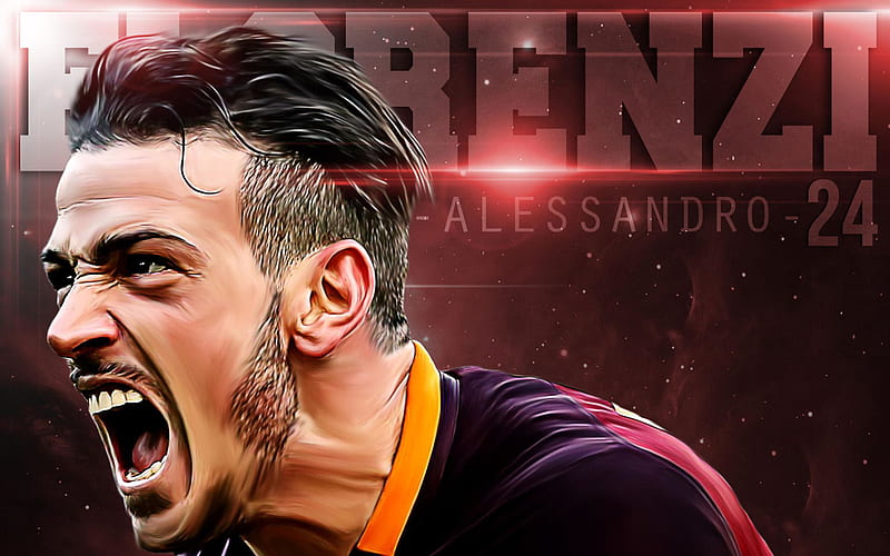 Alessandro Florenzi, midfielder, footballers, AS Roma, fan art, Serie A, Florenzi, Roma FC, HD wallpaper