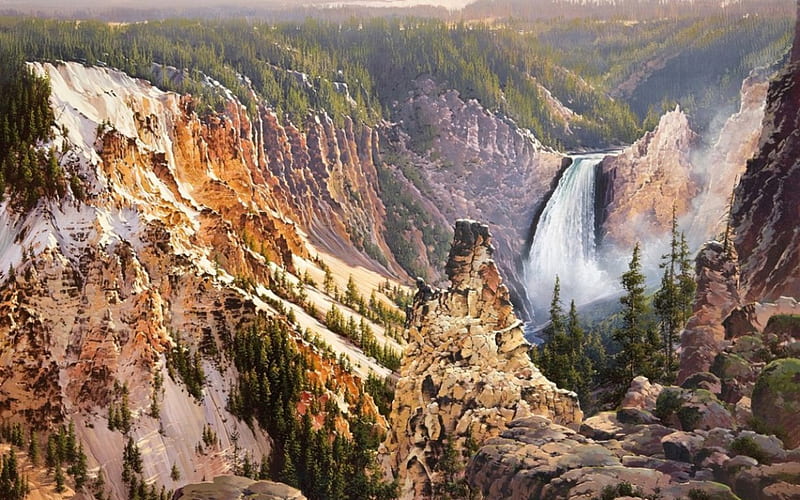 Bruce Cheever, Power And Grace Lower Falls Of The Yellowstone, Bruce Cheever, Power And Grace Lower Falls Of The Yellowstone, dessert, HD wallpaper