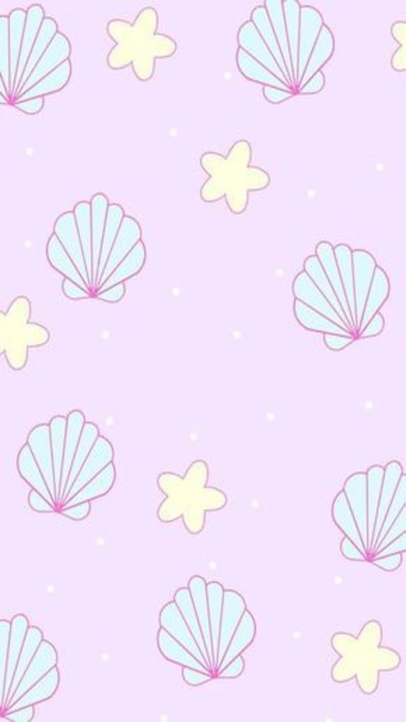 Shells and Stars, cute, pastels, pattern, simple, HD phone wallpaper