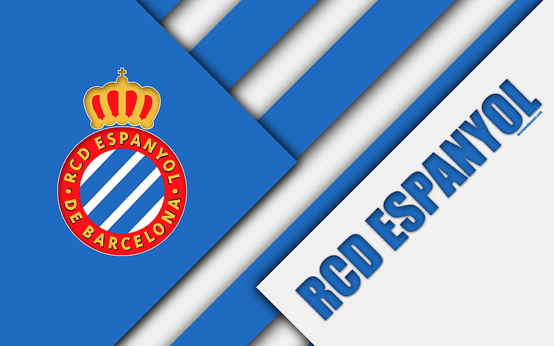 RCD Espanyol FC Spanish football club, Espanyol logo, material design, blue  white abstraction, HD wallpaper | Peakpx