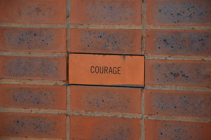 courage, word, text, inscription, brick, HD wallpaper