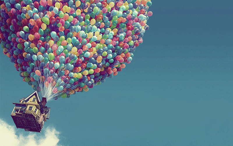 Up Movie Flying House, pixar, disney, movies, up-movie, colorful, balloons, HD wallpaper
