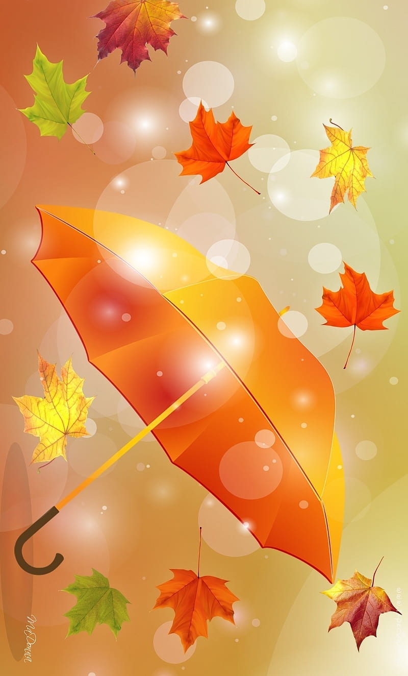 Autumn Umbrella, abstract, autumn leaves, leaf, leaves, HD phone wallpaper