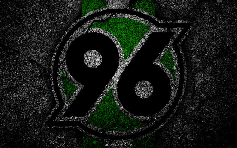 Hannover 96, logo, art, Bundesliga, soccer, football club, FC Hannover, asphalt texture, HD wallpaper