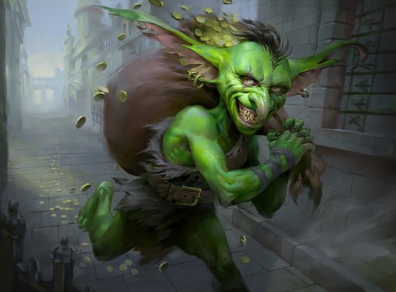 The Goblin Thief by Tan Man, fantasy, thief, tan man, green, goblin, tanman, creature, HD wallpaper