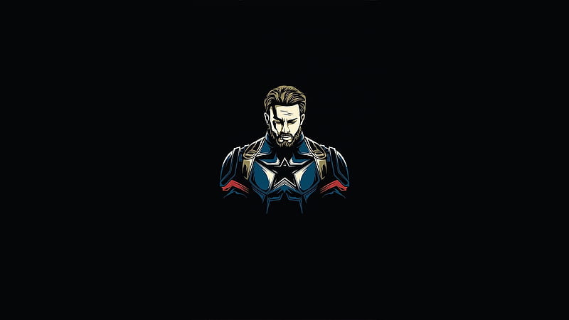 Captain America Minimal , captain-america, superheroes, artwork, dark, black, HD wallpaper