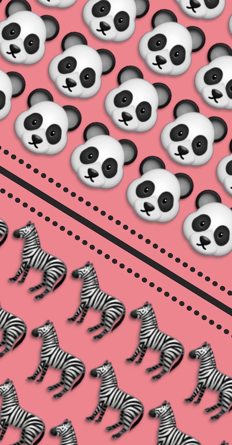 Panebra, background, dots, emoji, iphone, lines, panda, patterns, samsung, zebra, HD phone wallpaper