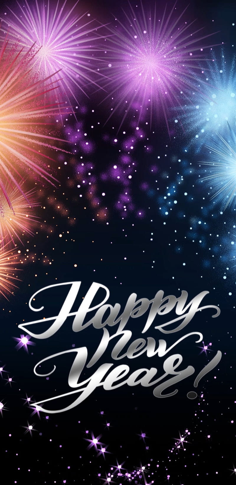 Newyear19, fireworks, new years, party, happy, silver, colourful, HD phone wallpaper