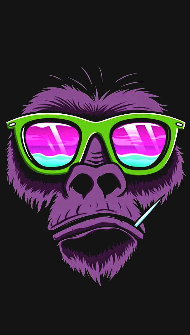 green monkey, glasses, HD phone wallpaper