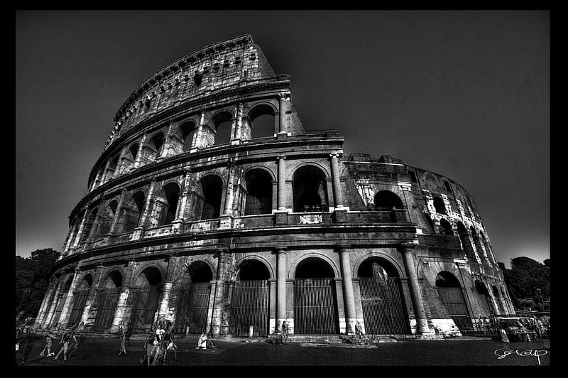 Colosseum Rome BW, graphy, bw, black, colosseum, rome, white, HD wallpaper
