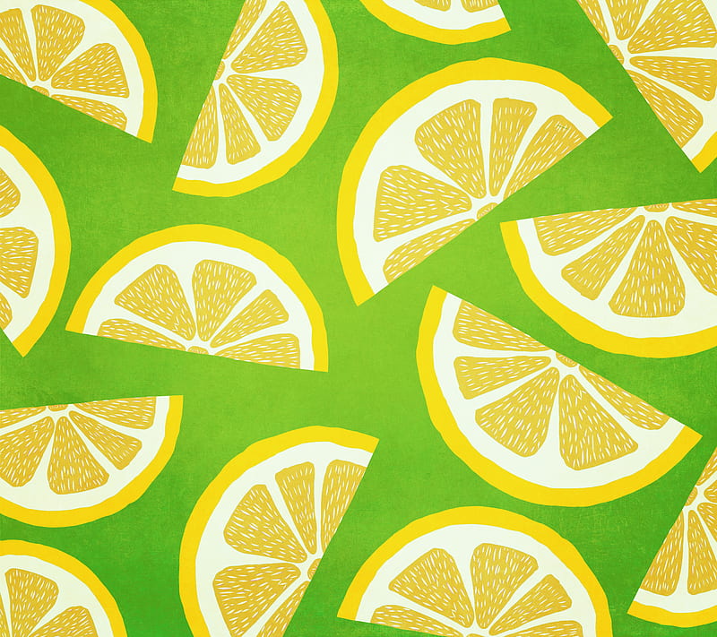 lemon, slices, pattern, citrus, yellow, HD wallpaper