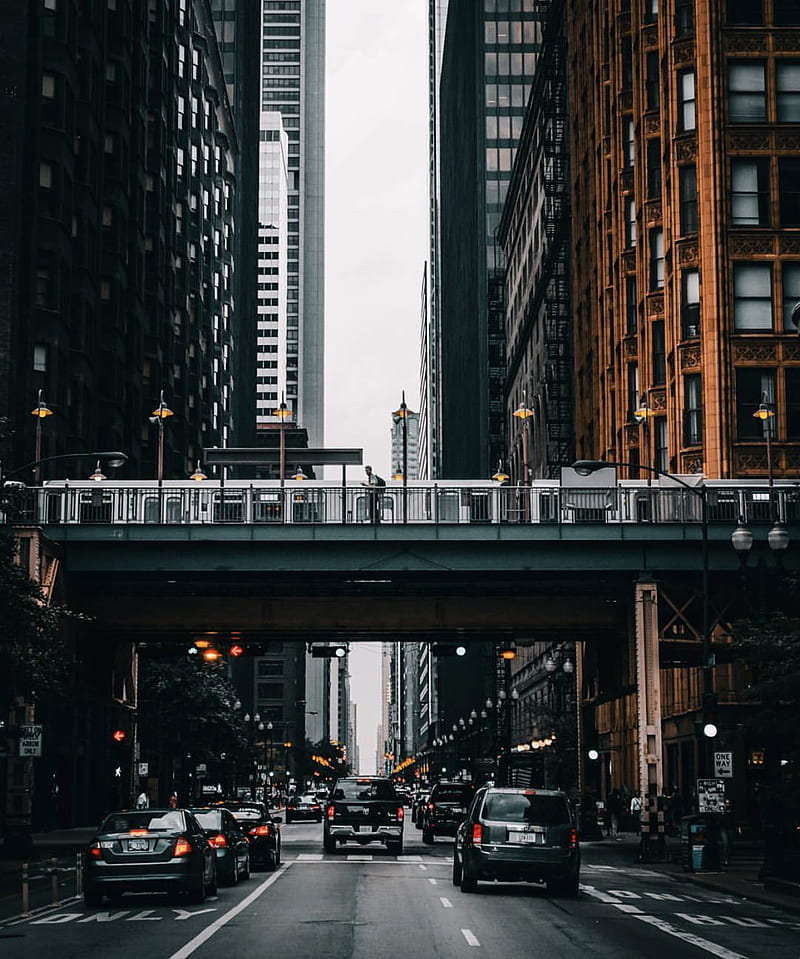 cityscape, street, train, urban, Chicago, USA, city, HD phone wallpaper