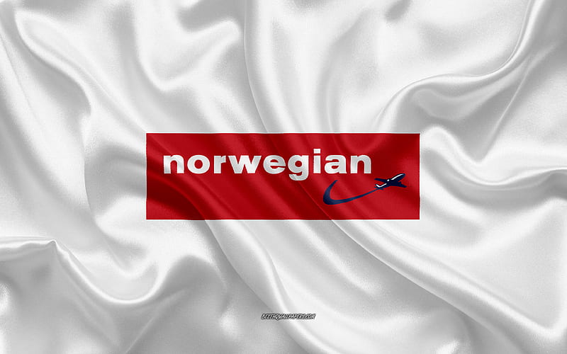Norwegian Air Shuttle logo, airline, white silk texture, airline logos, Norwegian Air Shuttle emblem, silk background, silk flag, Norwegian Air Shuttle, HD wallpaper