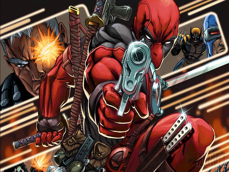 Deadpool, art, marvel, comic, humor, action, x-men origins, adventure, HD wallpaper