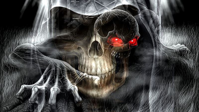 Baby reaper, skeleton, death, abstract, fantasy, 3d, reaper, dark, grim,  skull, HD wallpaper