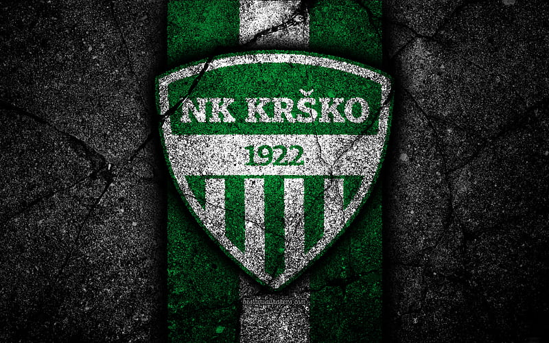 Krsko FC logo, PrvaLiga, football, soccer, black stone, Slovenia, NK Krsko, asphalt texture, Slovenian football club, FC Krsko, HD wallpaper