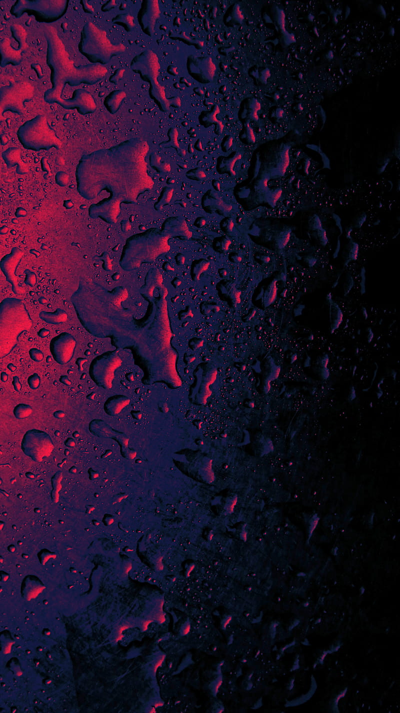 Red Metal Rain, Red, The, beauty, black, contrast, dark, droplets, drops, light, metal, nature, oled, rain, raindrops, vibrant, water, HD phone wallpaper